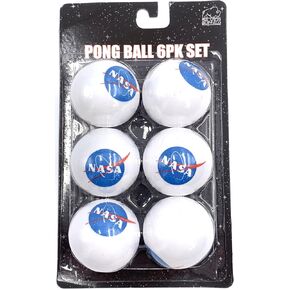 Silver Buffalo NASA Space Logo Pong Ball 6 Pack Set., Standard Size, White