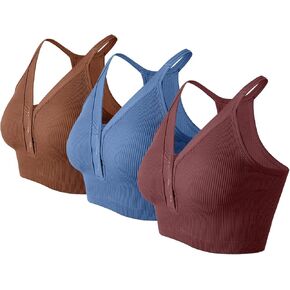 Racerback Padded Sports Bra for Women- Seamless Comfort Push Up Tank Tops for Yoga Workout Athletic Fitness