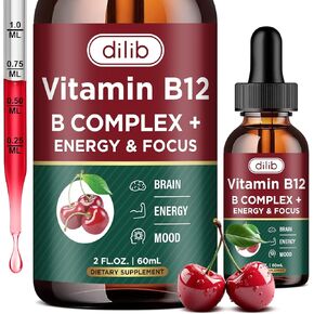 Vitamin B12 Complex 5000 mcg | Vegan B12 Liquid Drops Sublingual Supplement | Methylcobalamin w/ Folate, Biotin, Vitamin C, B3, B5, B6, & B8 for Long-Lasting Energy and Healthy Metabolism, 2 fl. oz.