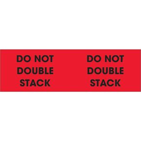 Tape Logic Aviditi Tape Logic 3" x 10","Do Not Double Stack" Fluorescent Red Warning Sticker, for Shipping, Handling and Packing (1 Roll of 500 Labels)