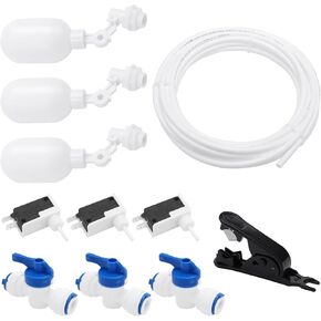 Electronic Float Ball Valve, Water Purifiers Float Valve Kit for Water tank Aquaculture Water Level Control (Included: 10M 3/8 inch PE Pipe+Hose Cutter+Float Valve+Ball Valve)