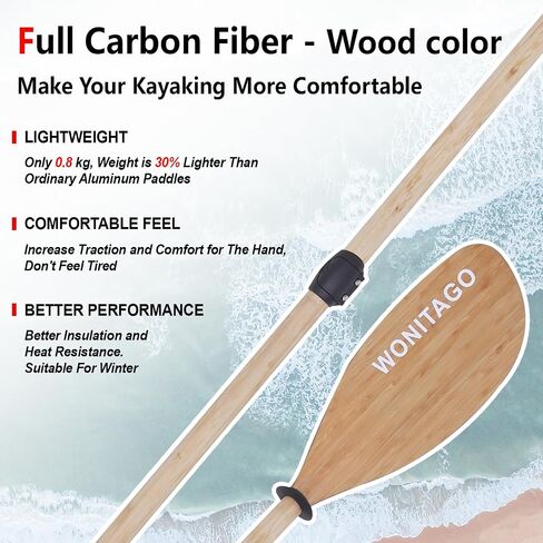 Full Carbon Fiber Kayak Paddle with Large Paddle Blade, 2-Piece, Floating Adjustable Kayak Paddles with Paddle Bag, 215-225 cm/85-89 Inches in Saudi Arabia
