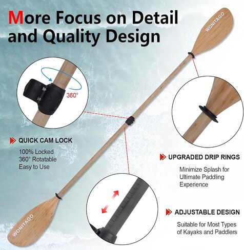 Full Carbon Fiber Kayak Paddle with Large Paddle Blade, 2-Piece, Floating Adjustable Kayak Paddles with Paddle Bag, 215-225 cm/85-89 Inches in Saudi Arabia