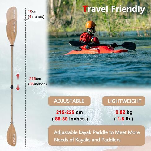 Full Carbon Fiber Kayak Paddle with Large Paddle Blade, 2-Piece, Floating Adjustable Kayak Paddles with Paddle Bag, 215-225 cm/85-89 Inches in Saudi Arabia