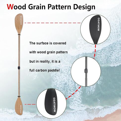 Full Carbon Fiber Kayak Paddle with Large Paddle Blade, 2-Piece, Floating Adjustable Kayak Paddles with Paddle Bag, 215-225 cm/85-89 Inches in Saudi Arabia