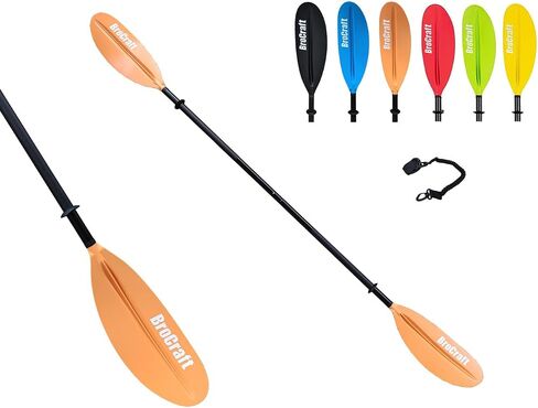 Brocraft Kayak Paddles, 90.5 Inches Kayaking Oars for Boating, Canoeing with Free Paddle Leash, Aluminum Alloy Shaft Black/Blue/Green/Orange/Yellow Plastic Blades in Saudi Arabia