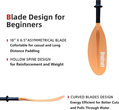 Brocraft Kayak Paddles, 90.5 Inches Kayaking Oars for Boating, Canoeing with Free Paddle Leash, Aluminum Alloy Shaft Black/Blue/Green/Orange/Yellow Plastic Blades in Saudi Arabia