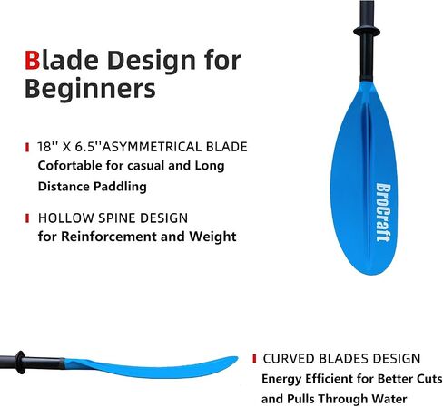 Brocraft Kayak Paddles, 90.5 Inches Kayaking Oars for Boating, Canoeing with Free Paddle Leash, Aluminum Alloy Shaft Black/Blue/Green/Orange/Yellow Plastic Blades in Saudi Arabia