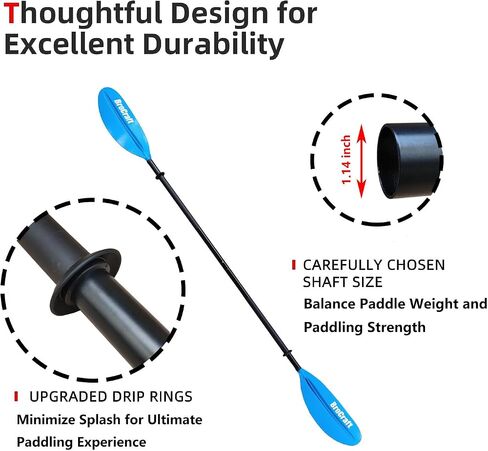 Brocraft Kayak Paddles, 90.5 Inches Kayaking Oars for Boating, Canoeing with Free Paddle Leash, Aluminum Alloy Shaft Black/Blue/Green/Orange/Yellow Plastic Blades in Saudi Arabia