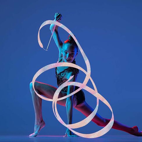 أشرطة الرقص المتلألئة، قطعتان من عصا الرقص الشريطية مقاس 78.7 بوصة للأطفال، أشرطة الرقص والجمباز الإيقاعي للفتيات، وتدريبات الرقص وأعياد الميلاد in Kuwait