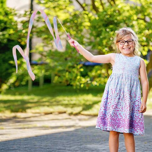 أشرطة الرقص المتلألئة، قطعتان من عصا الرقص الشريطية مقاس 78.7 بوصة للأطفال، أشرطة الرقص والجمباز الإيقاعي للفتيات، وتدريبات الرقص وأعياد الميلاد in Kuwait