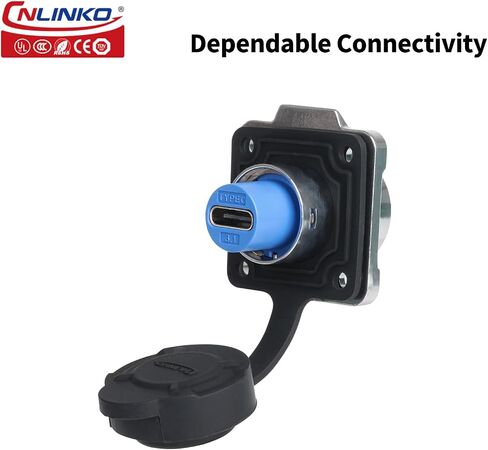 موصل مقاوم للماء بمنفذ CNLINKO LP-16 من النوع C، مقبس أوعية مثبتة على لوحة ذات 4 فتحات مع غطاء مانع للتسرب، حماية متزاوجة IP67 (نموذج معدني) in Kuwait