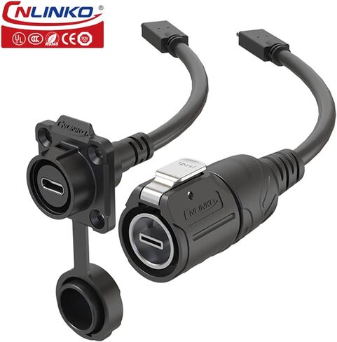 موصل مقاوم للماء بمنفذ CNLINKO LP-16 من النوع C، مقبس أوعية مثبتة على لوحة ذات 4 فتحات مع غطاء مانع للتسرب، حماية متزاوجة IP67 (نموذج معدني) in Kuwait