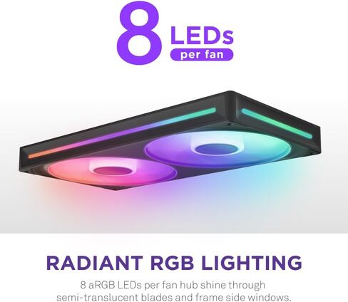 NZXT F240 RGB Core - 240mm Single-Frame Fan Unit with 2 x 120mm RGB Fans - Speed & Lighting Control - High Static Pressure & Airflow - Fluid Dynamic Bearings - 8 aRGB LEDs Per Fan - Black in Saudi Arabia
