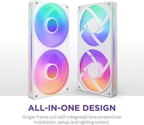 NZXT F240 RGB Core - 240mm Single-Frame Fan Unit with 2 x 120mm RGB Fans - Speed & Lighting Control - High Static Pressure & Airflow - Fluid Dynamic Bearings - 8 aRGB LEDs Per Fan - Black in Saudi Arabia