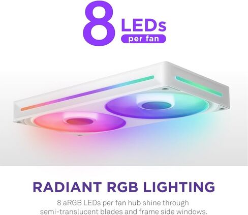 NZXT F240 RGB Core - 240mm Single-Frame Fan Unit with 2 x 120mm RGB Fans - Speed & Lighting Control - High Static Pressure & Airflow - Fluid Dynamic Bearings - 8 aRGB LEDs Per Fan - Black in Saudi Arabia