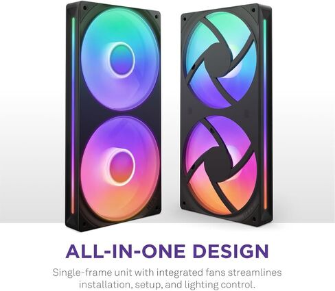 NZXT F280 RGB Core - وحدة مروحة أحادية الإطار مقاس 280 مم مع مراوح RGB مقاس 2 × 140 مم - التحكم في السرعة والإضاءة - ضغط ثابت عالي وتدفق هواء - محامل ديناميكية سائلة - 8 مصابيح LED aRGB لكل مروحة - أسود in Kuwait