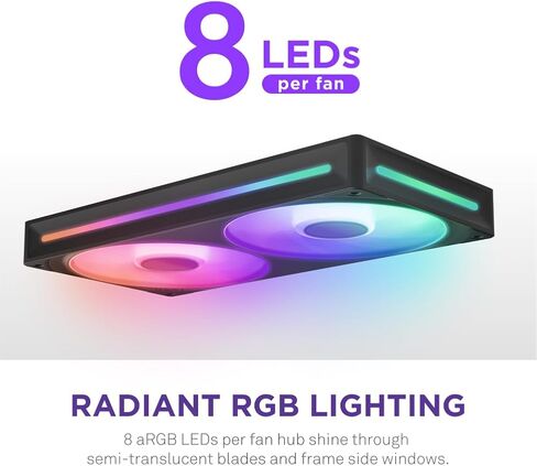 NZXT F280 RGB Core - وحدة مروحة أحادية الإطار مقاس 280 مم مع مراوح RGB مقاس 2 × 140 مم - التحكم في السرعة والإضاءة - ضغط ثابت عالي وتدفق هواء - محامل ديناميكية سائلة - 8 مصابيح LED aRGB لكل مروحة - أسود in Kuwait