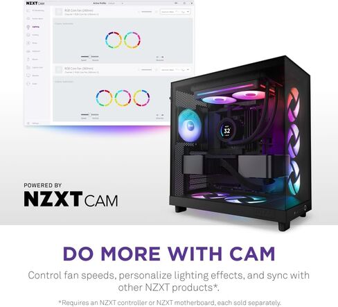 NZXT F280 RGB Core - وحدة مروحة أحادية الإطار مقاس 280 مم مع مراوح RGB مقاس 2 × 140 مم - التحكم في السرعة والإضاءة - ضغط ثابت عالي وتدفق هواء - محامل ديناميكية سائلة - 8 مصابيح LED aRGB لكل مروحة - أسود in Kuwait
