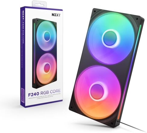 NZXT F280 RGB Core - وحدة مروحة أحادية الإطار مقاس 280 مم مع مراوح RGB مقاس 2 × 140 مم - التحكم في السرعة والإضاءة - ضغط ثابت عالي وتدفق هواء - محامل ديناميكية سائلة - 8 مصابيح LED aRGB لكل مروحة - أسود in Kuwait