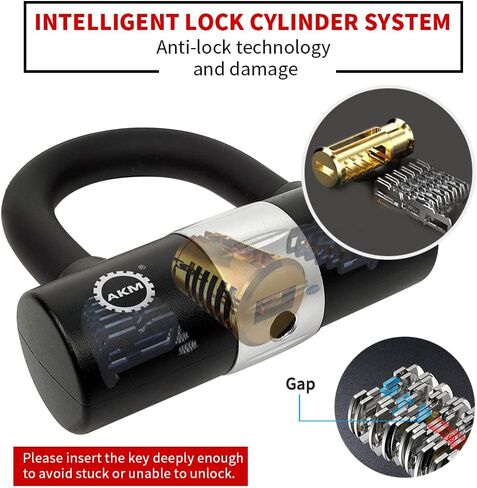 AKM Anti-Theft Bike Chain Lock 3foot/90cm Long Heavy Duty Chain Lock Durable 10mm Thick Chains with 4 Keys Security 16mm U Lock Disc Lock for Bicycle,Scooter,Moped,Motorcycle,Gates in Saudi Arabia