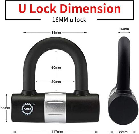 AKM Anti-Theft Bike Chain Lock 3foot/90cm Long Heavy Duty Chain Lock Durable 10mm Thick Chains with 4 Keys Security 16mm U Lock Disc Lock for Bicycle,Scooter,Moped,Motorcycle,Gates in Saudi Arabia
