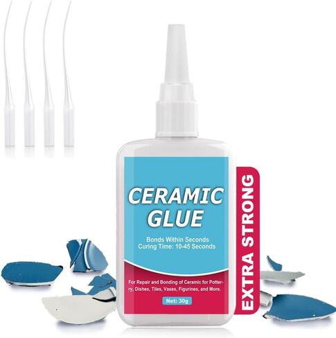 Ceramic Glue, Ceramic Glue Repair, Ceramic Glue for Pottery, 30g Waterproof Clear High Temperature Resistant and No Smell Adhesive for Porcelain Pottery Glass Plastic Dishes, Tiles, Crafts,and More in Saudi Arabia