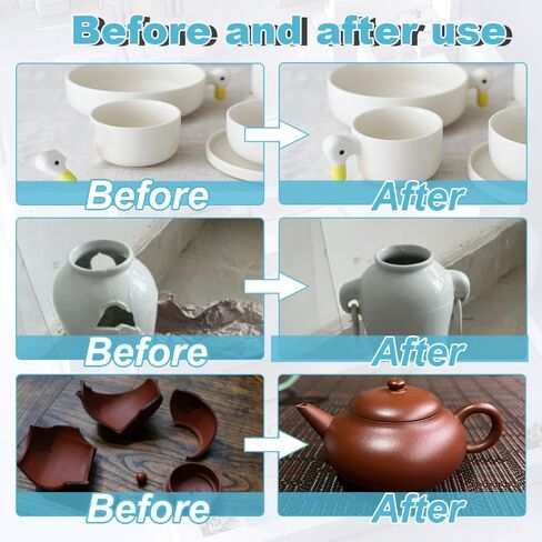 Ceramic Glue, Ceramic Glue Repair, Ceramic Glue for Pottery, 30g Waterproof Clear High Temperature Resistant and No Smell Adhesive for Porcelain Pottery Glass Plastic Dishes, Tiles, Crafts,and More in Saudi Arabia