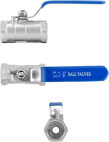 QWORK 1/2 Inch NPT Stainless Steel Ball Valve, 2 Pack Standard Port for Water, Oil, and Gas in Saudi Arabia
