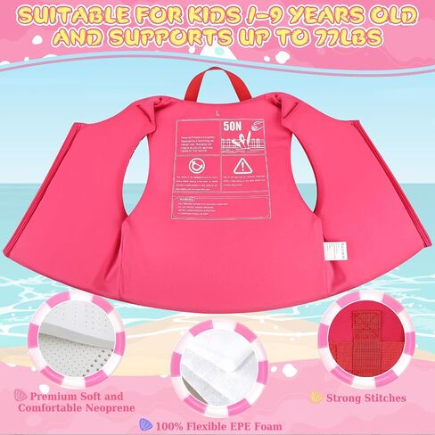 Toddler Swim Vest, Kids Pool Float Jacket Toddler Floaties, Child Swimming Pool Vest for Kids Toddler 18-77lb in Kuwait