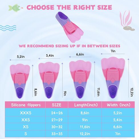 Kids Swim Fins,Short Youth Swim Flippers for Kids Swimming Training Fins for Lap Swimming Pool Snorkeling for Children Girls Boys Beginner in Saudi Arabia