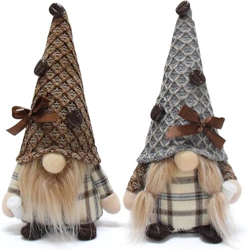 قطعتان من تماثيل القهوة من القطيفة ديكورات سويدية Tomte Elf Doll Nisse هدايا Coffee Gonk Couple Gnome لصينية القهوة وبار المكتب وديكورات المنزل in Kuwait