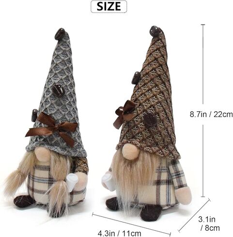 قطعتان من تماثيل القهوة من القطيفة ديكورات سويدية Tomte Elf Doll Nisse هدايا Coffee Gonk Couple Gnome لصينية القهوة وبار المكتب وديكورات المنزل in Kuwait