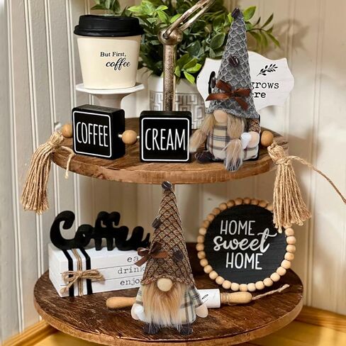 قطعتان من تماثيل القهوة من القطيفة ديكورات سويدية Tomte Elf Doll Nisse هدايا Coffee Gonk Couple Gnome لصينية القهوة وبار المكتب وديكورات المنزل in Kuwait