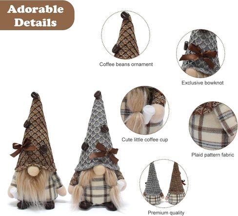 قطعتان من تماثيل القهوة من القطيفة ديكورات سويدية Tomte Elf Doll Nisse هدايا Coffee Gonk Couple Gnome لصينية القهوة وبار المكتب وديكورات المنزل in Kuwait