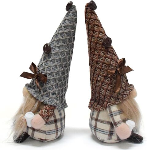 قطعتان من تماثيل القهوة من القطيفة ديكورات سويدية Tomte Elf Doll Nisse هدايا Coffee Gonk Couple Gnome لصينية القهوة وبار المكتب وديكورات المنزل in Kuwait