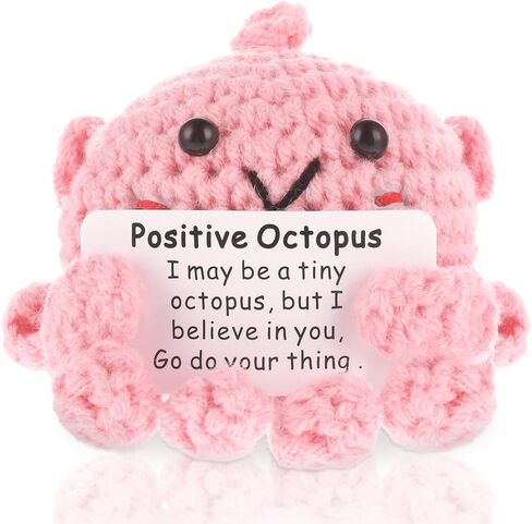 Positive Octopus, 3 Inch Mini Funny Positive Octopus Crochet Cute Wool Funny Knitted Positive Octopus Doll Gifts for New Year Birthday Gifts Friends Party Decoration Encouragement(Blue) in Saudi Arabia