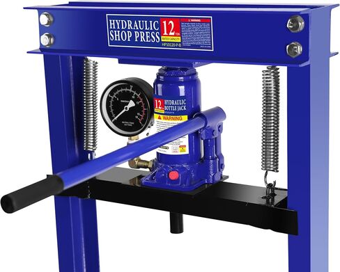 12 Ton Hydraulic Press,Benchtop Press with Press Plates,Adjustable Working Table Height,H Frame,Metal Hydraulic Shop Press for Automotive,Store,Home Mechanics,Rear Wheel Bearing Blue in Saudi Arabia