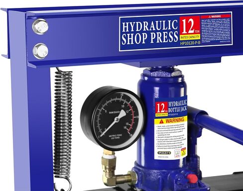 12 Ton Hydraulic Press,Benchtop Press with Press Plates,Adjustable Working Table Height,H Frame,Metal Hydraulic Shop Press for Automotive,Store,Home Mechanics,Rear Wheel Bearing Blue in Saudi Arabia
