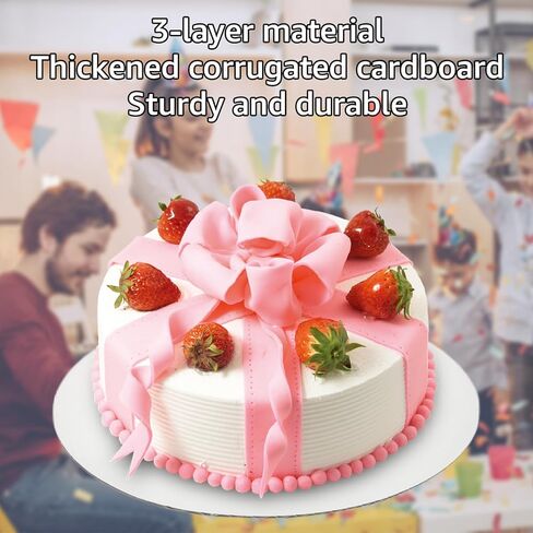 50 قطعة من ألواح الكيك، مقاس 8 بوصة، دائرية من الورق المقوى، دوائر الكيك البيضاء، قاعدة الكيك من درجة الطعام، أطباق الكيك للاستعمال مرة واحدة لعرض الكعك والخبز والحلويات والكعك بنفسك in Kuwait