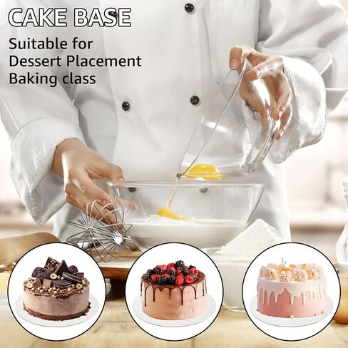 50 قطعة من ألواح الكيك، مقاس 8 بوصة، دائرية من الورق المقوى، دوائر الكيك البيضاء، قاعدة الكيك من درجة الطعام، أطباق الكيك للاستعمال مرة واحدة لعرض الكعك والخبز والحلويات والكعك بنفسك in Kuwait