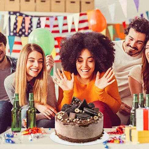 50 قطعة من ألواح الكيك، مقاس 8 بوصة، دائرية من الورق المقوى، دوائر الكيك البيضاء، قاعدة الكيك من درجة الطعام، أطباق الكيك للاستعمال مرة واحدة لعرض الكعك والخبز والحلويات والكعك بنفسك in Kuwait