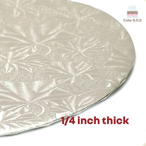 براميل لوح الكيك القوية والمستديرة باللون الفضي مقاس 14 بوصة لعرض الكعك، بسمك 1/4 بوصة، (12 قطعة) in Kuwait