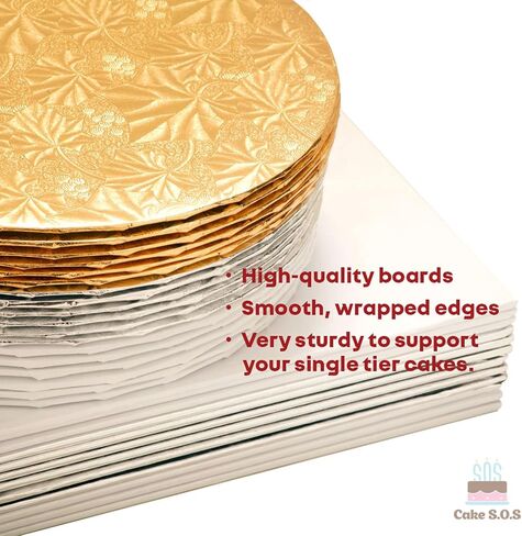 براميل لوح الكيك القوية والمستديرة باللون الفضي مقاس 14 بوصة لعرض الكعك، بسمك 1/4 بوصة، (12 قطعة) in Kuwait