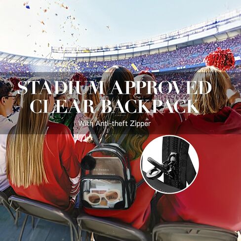 Missnine Small Clear Backpack for Stadium Events Anti-theft Mini Clear Bag for Sport Event Concert with Cute Pom-pom Ball in Saudi Arabia
