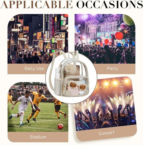 Missnine Small Clear Backpack for Stadium Events Anti-theft Mini Clear Bag for Sport Event Concert with Cute Pom-pom Ball in Saudi Arabia