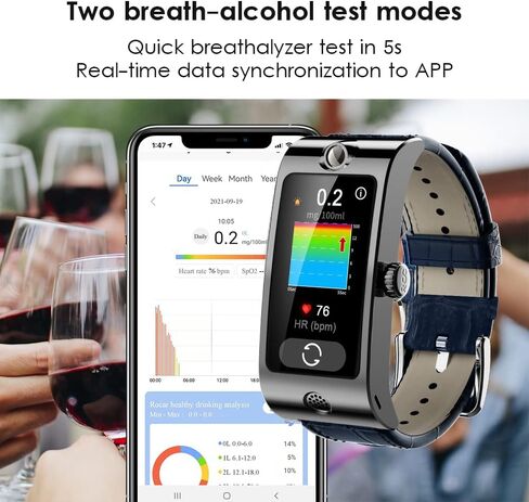 Breathalyzer Smart Watch, Professional-Grade Accuracy Portable Breath Alcohol Tester for Personal & Professional Use Portable Breath, thermometer for forehead, Fitness Tracker in Saudi Arabia