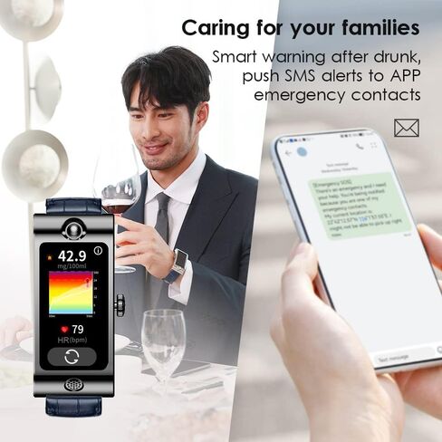 Breathalyzer Smart Watch, Professional-Grade Accuracy Portable Breath Alcohol Tester for Personal & Professional Use Portable Breath, thermometer for forehead, Fitness Tracker in Saudi Arabia