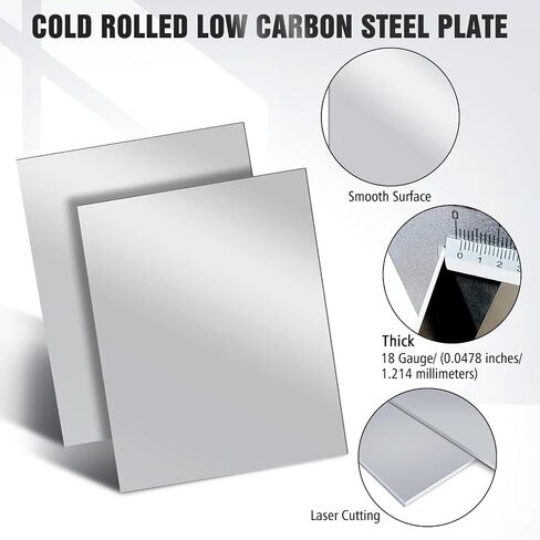 4 Pcs 18 Gauge 9 x 11.8 Inch (23 x 30cm) Steel Metal Sheets Cold Rolled Mild Carbon Steel Plates Square Weldable Panels for Industrial Projects DIY Use in Saudi Arabia