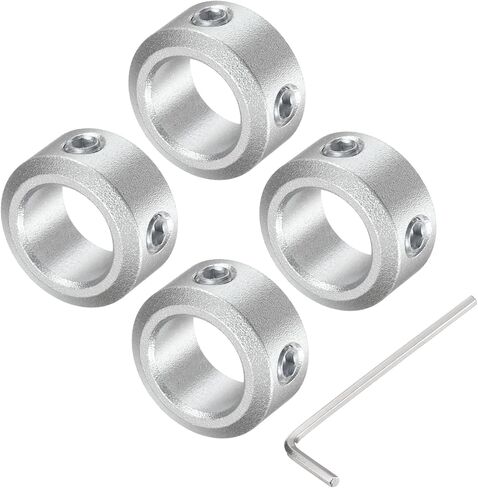 uxcell Set Screw Shaft Collar for 10mm Shaft, 4pcs Clamping Collars 16mm OD, 8mm Thickness, Aluminum Alloy Clamp-On Collar with M4 Set Screws and a Wrench in Saudi Arabia